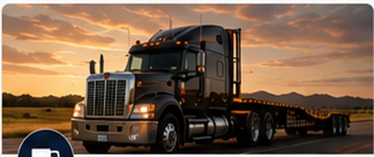 Hotshot truck hauling freight at sunset